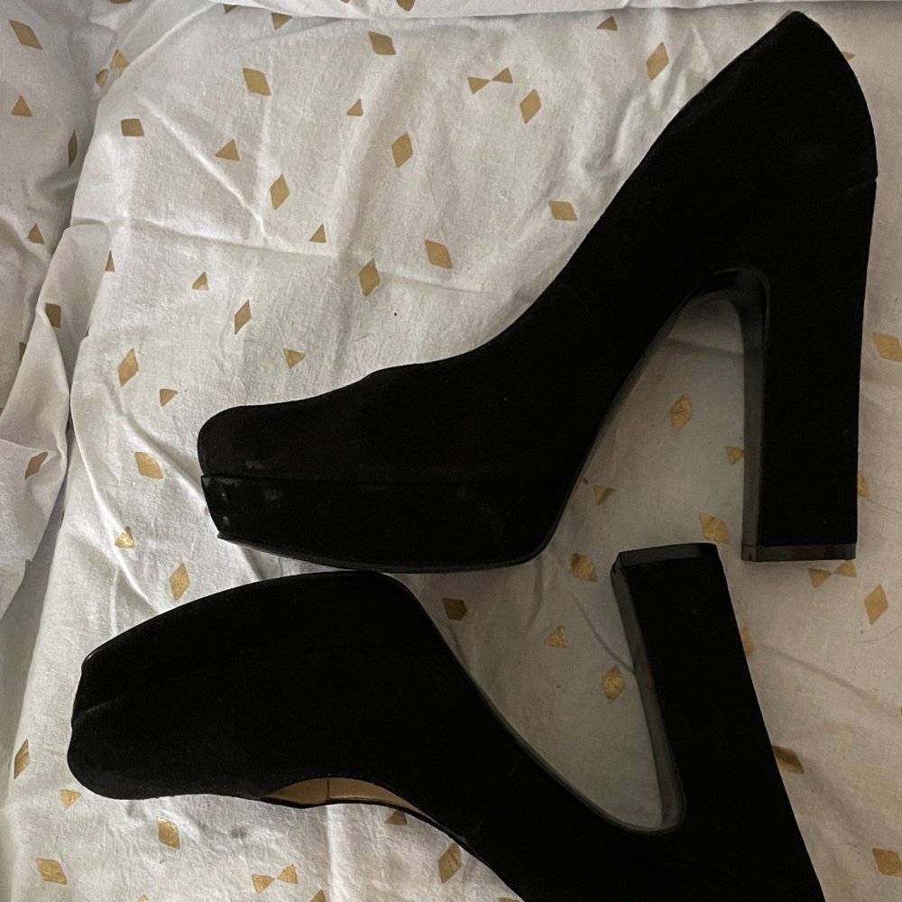 Nine West 5" Black Suede Platform Heels 9M Never Worn, No Box - Picture 2 of 9